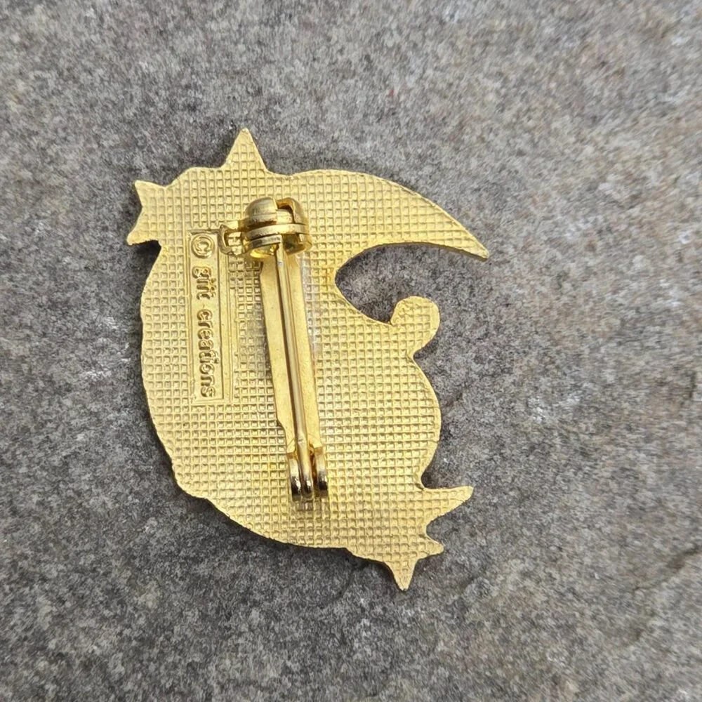 Lady in the Crescent Moon Stars Sky Magical Mystical Woman Enamel Lapel Hat Pin